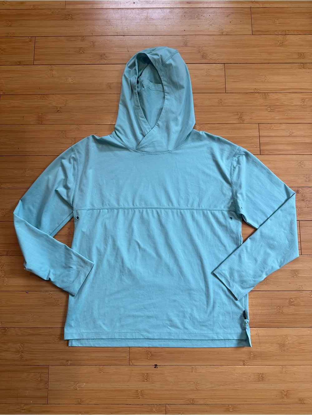 REI Light Aqua Hooded Long-Sleeve Pullover